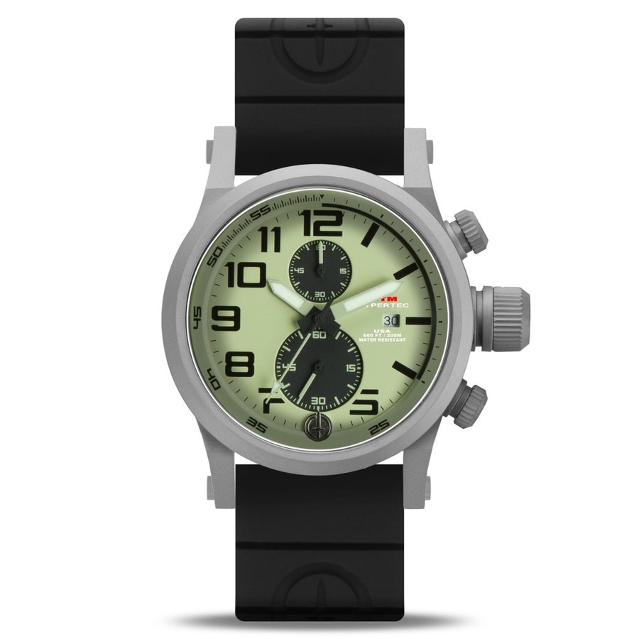 MTM WATCH HC2-SG4-LUMI-BR2S-A Hypertec Chrono 2A Grey Lumi Dial - Black Rubber II- Silver Buckle