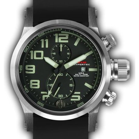 MTM WATCH HC2-SS4-BKLM-BR2S-A Hypertec Chrono 2A Silver Black-Lumi Dial - Black Rubber II- Silver Buckle