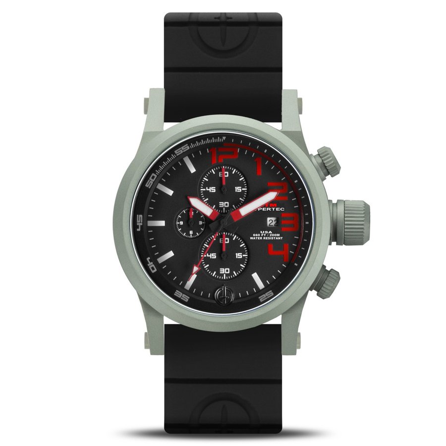 MTM WATCH HC3-SG4-RED1-BR2S-A Hypertec Chrono 3A Grey Red Dial - Black Rubber II- Silver Buckle