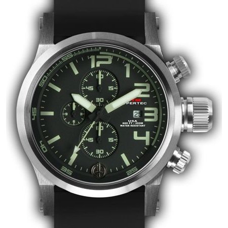 MTM WATCH HC3-SS4-BKLM-BR2S-A Hypertec Chrono 3A Silver Black-Lumi Dial - Black Rubber II- Silver Buckle