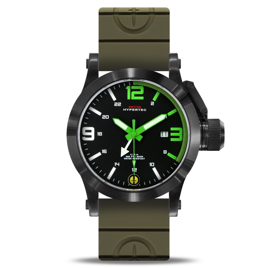 MTM WATCH HYP-SB4-GRN1-GN2B-A Hypertec 44 Black - Green Dial - Green Rubber II- Black Buckle