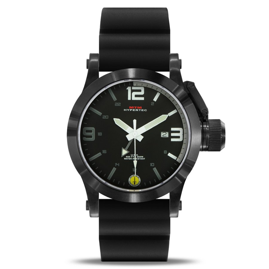 MTM WATCH HYP-SB4-WHT1-BR1B-A Hypertec 44 Black - White Dial - Black Rubber I- Black Buckle