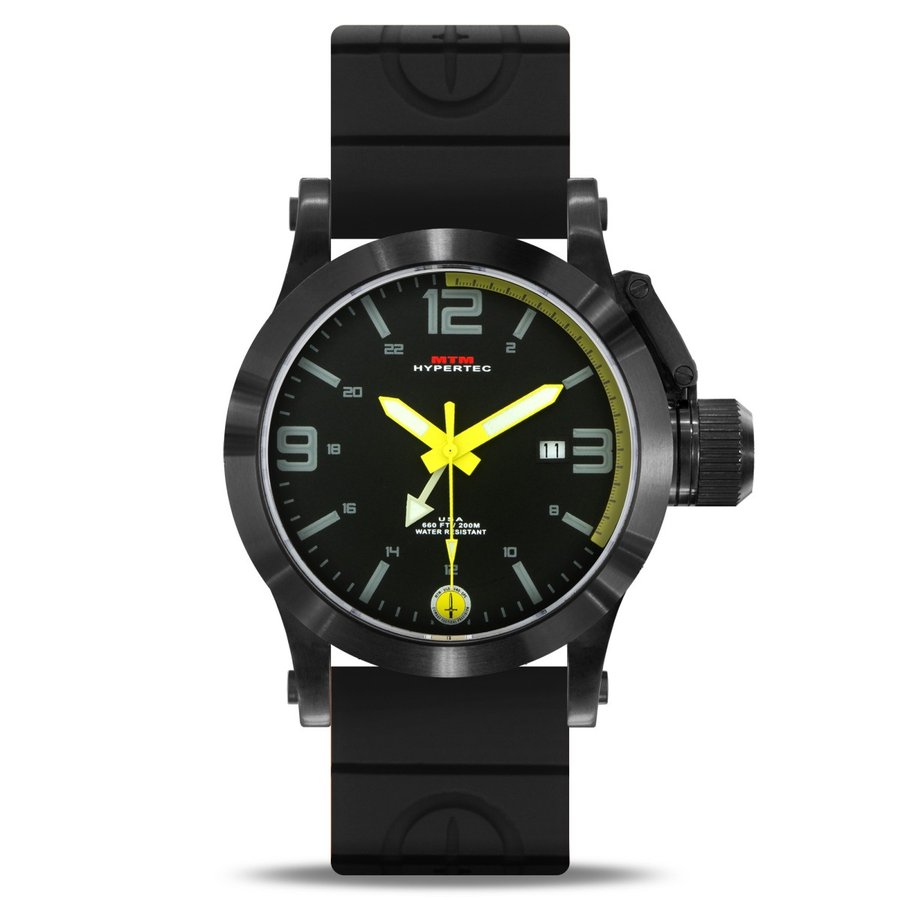 MTM WATCH HYP-SB4-YLLW-BR1B-A Hypertec 44 Black - Yellow Dial- Black Rubber I- Black Buckle