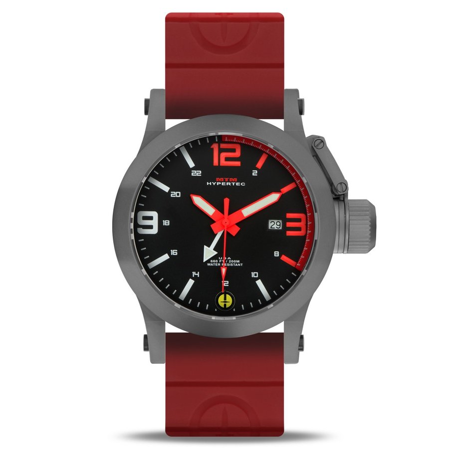 MTM WATCH HYP-SG4-RED1-RR2S-A Hypertec 44 Grey - Red Dial - Red Rubber II- Silver Buckle