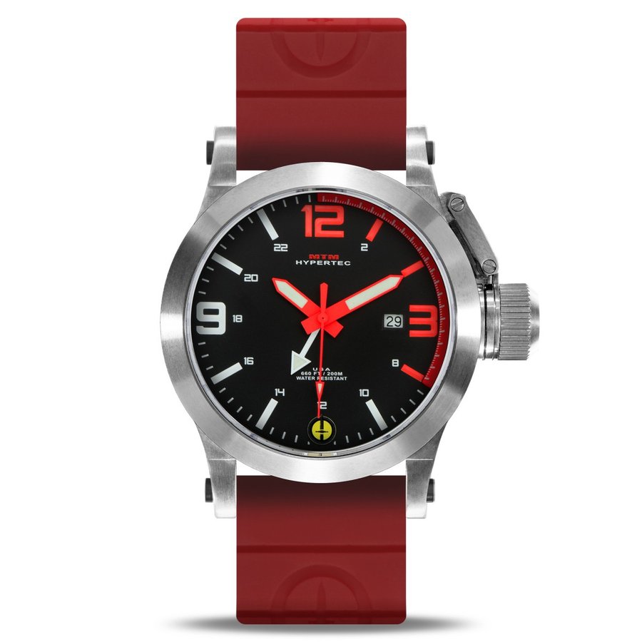 MTM WATCH HYP-SS4-RED1-RR2S-A Hypertec 44 Silver - Red Dial - Red Rubber II- Silver Buckle