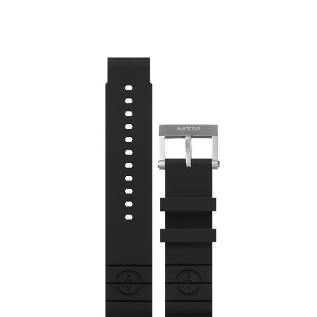 MTM WATCH MTM-BR2S Black Rubber Strap II - Silver Buckle