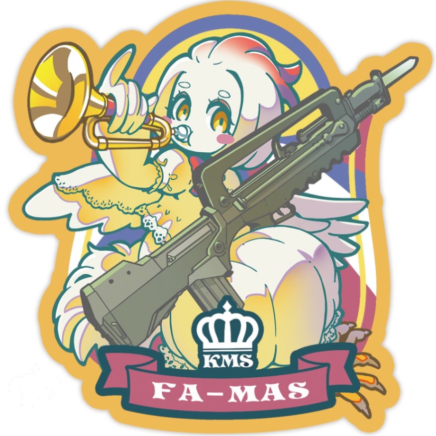 【生産終了/在庫限り】km_009_FA-MAS目覚まし羽根つきロリドレスニワトリっ子ステッカー