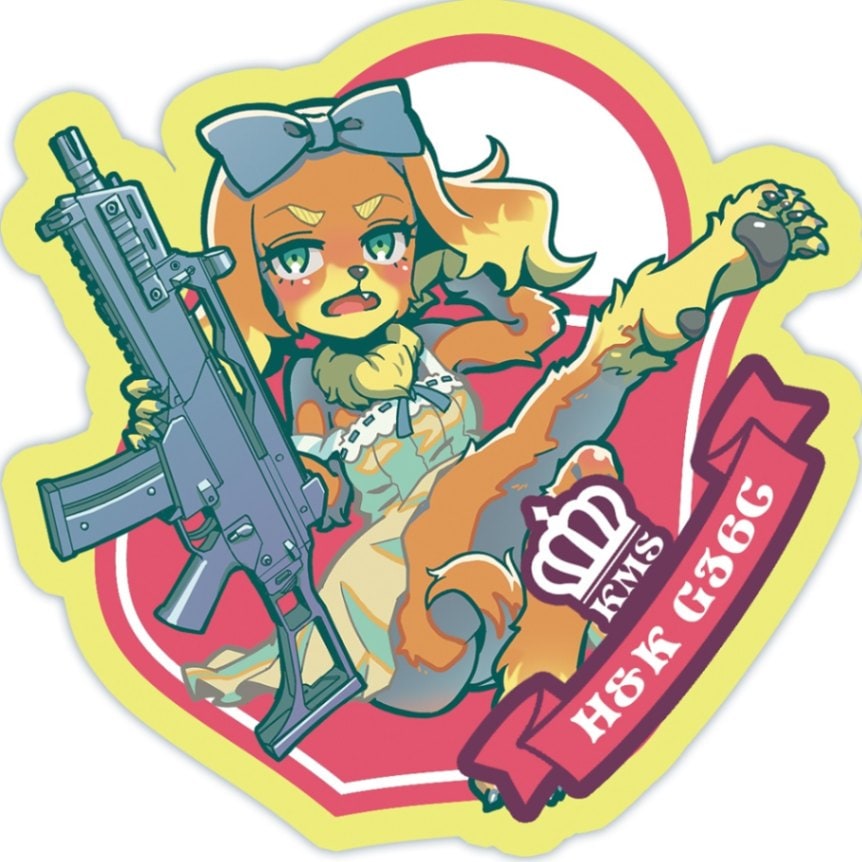 【生産終了/在庫限り】km_010_H&K G36C高飛車ジト目ワンピダックスフンドっ娘ステッカー