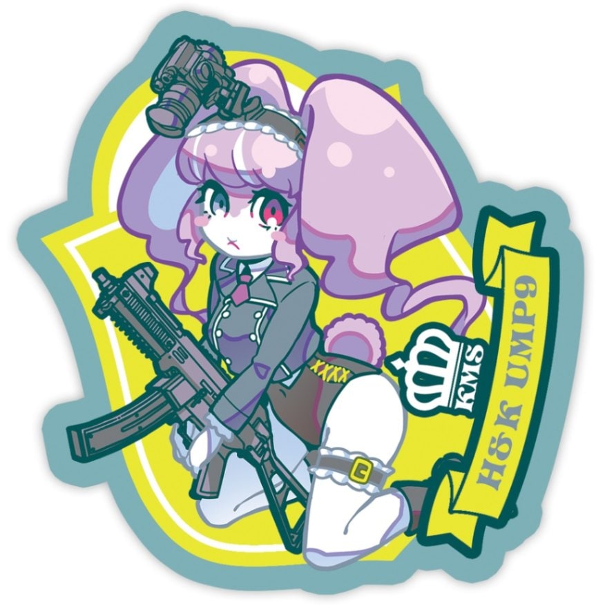 【生産終了/在庫限り】km_014_H&K UMP9 ツインテオッドアイ第三の目ジャーマンロップっ娘ステッカー