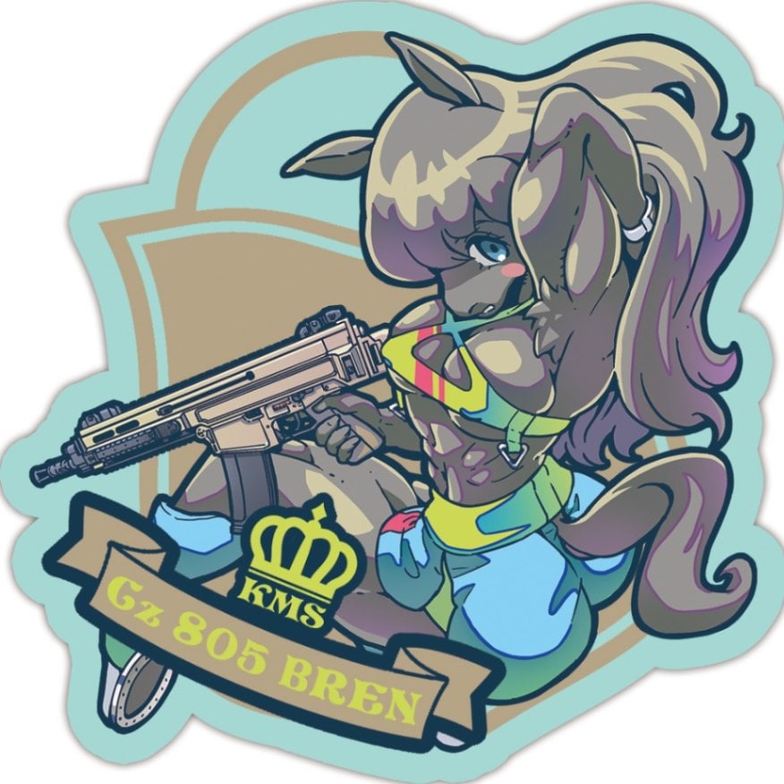 【生産終了/在庫限り】km_021_Cz805 BREN 筋骨隆々大柄スポーティーオールドグラドルーバーっ娘ステッカー