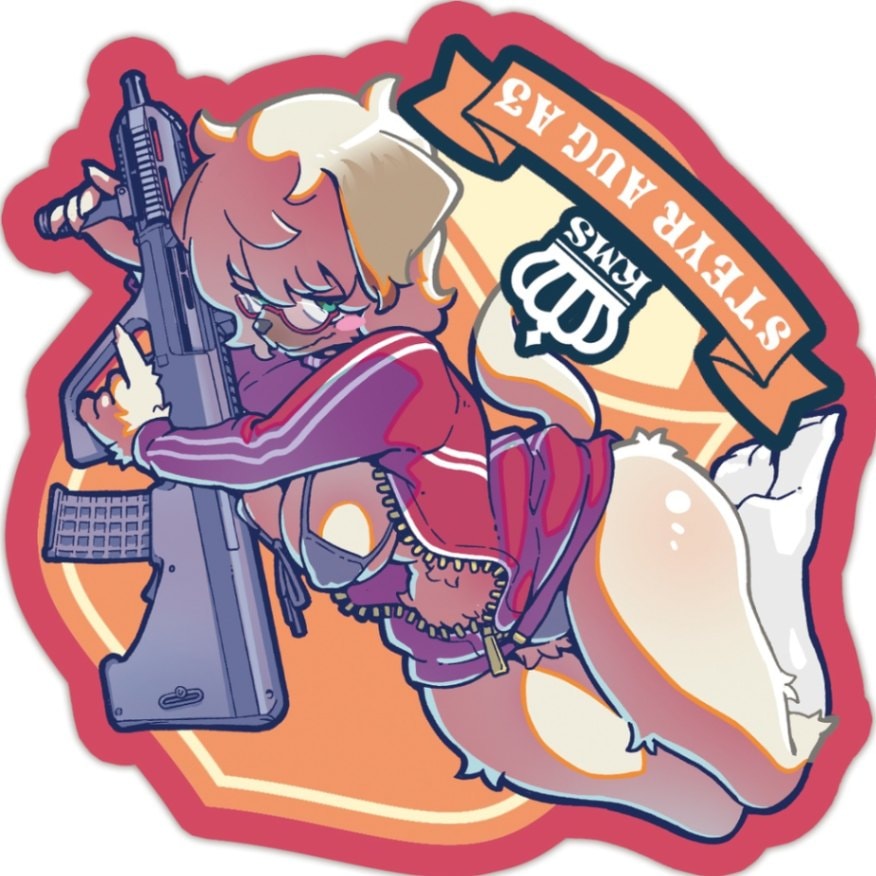 【生産終了/在庫限り】km_022_Steyr AUG3 芋ジャージビキニヒキヲタパインティンガーっ娘ステッカー