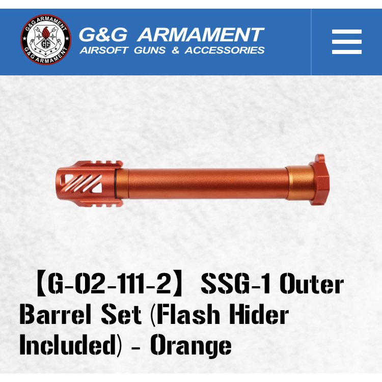 SSG-1 アウトバレル フラッシュハイダー付き SL-00-68 SLONG AIRSOFT フラッシュハイダー E 14mm逆ネジ