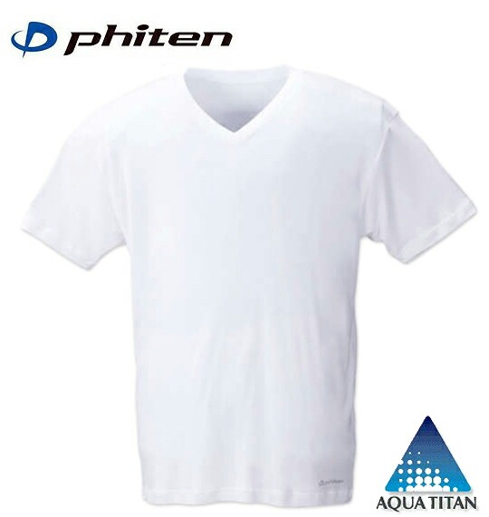 phiten 半袖Tシャツ ペイント　 Lサイズ /ホワイト 大きいサイズ メンズ Phiten（ファイテン） 半袖VネックTシャツ