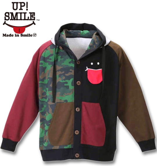 大きいサイズ UP!SMILE(アップスマイル) クレイジー切替パーカー 