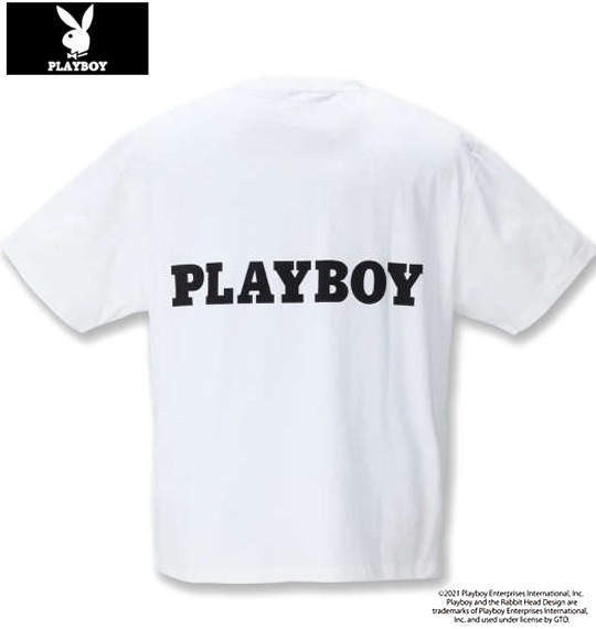 大きいサイズ PLAYBOY(プレイボーイ) カラー転写シートプリント半袖T