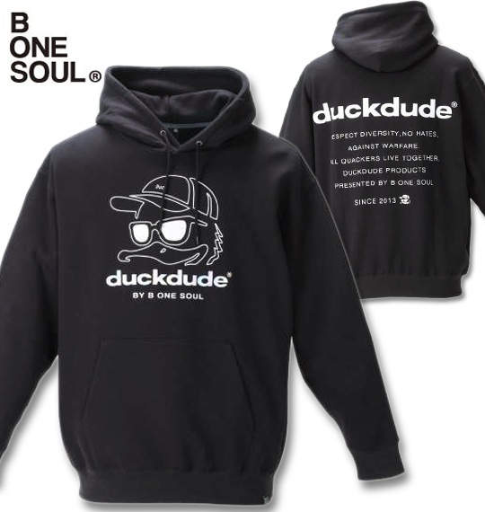 大きいサイズ b-one-soul(ビーワンソウル) DUCK DUDEプルパーカー 