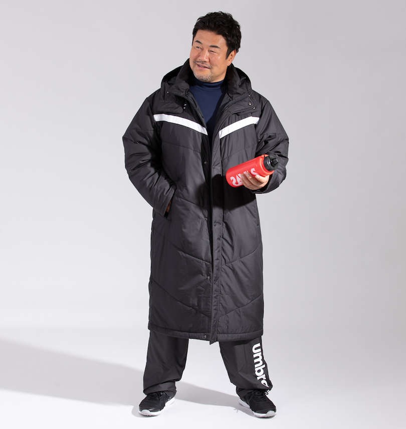 大きいサイズ UMBRO(アンブロ) ロングパデッドコート ブラック 2L 3L