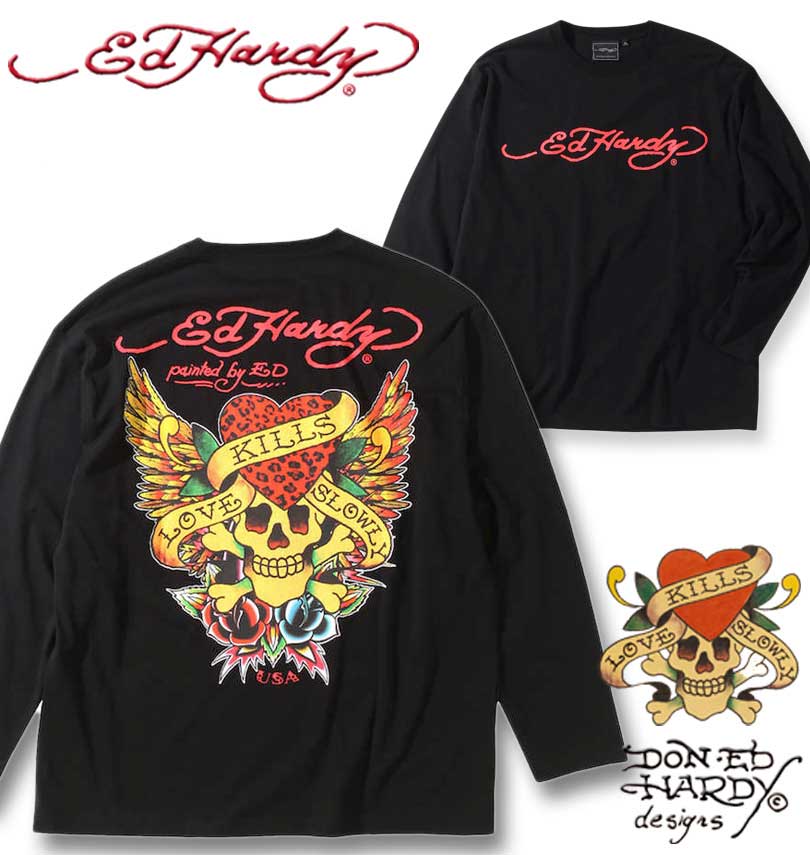 �礭�������� Ed Hardy ���ɥϡ��ǥ��� ŷ���ץ���ĹµT����� �֥�å� 3L 4L 5L 6L ����̵��