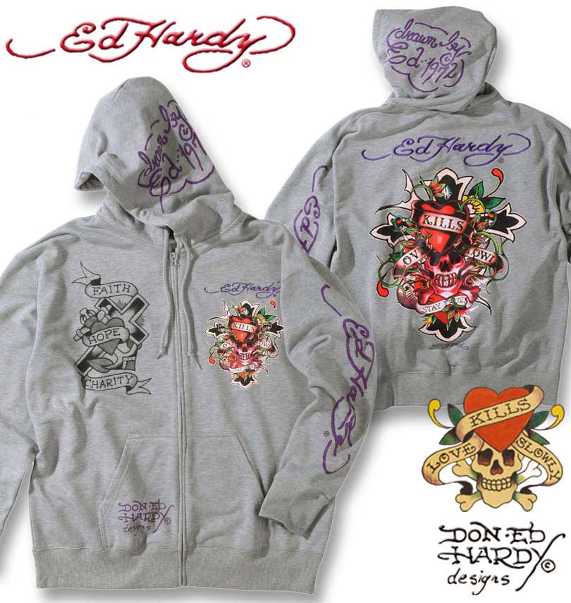 �礭�������� Ed Hardy ���ɥϡ��ǥ��� ΢�ӻɽ�&�ץ��� �ե른�åץѡ����� �ߥå������졼 3L 4L 5L 6L ����̵��
