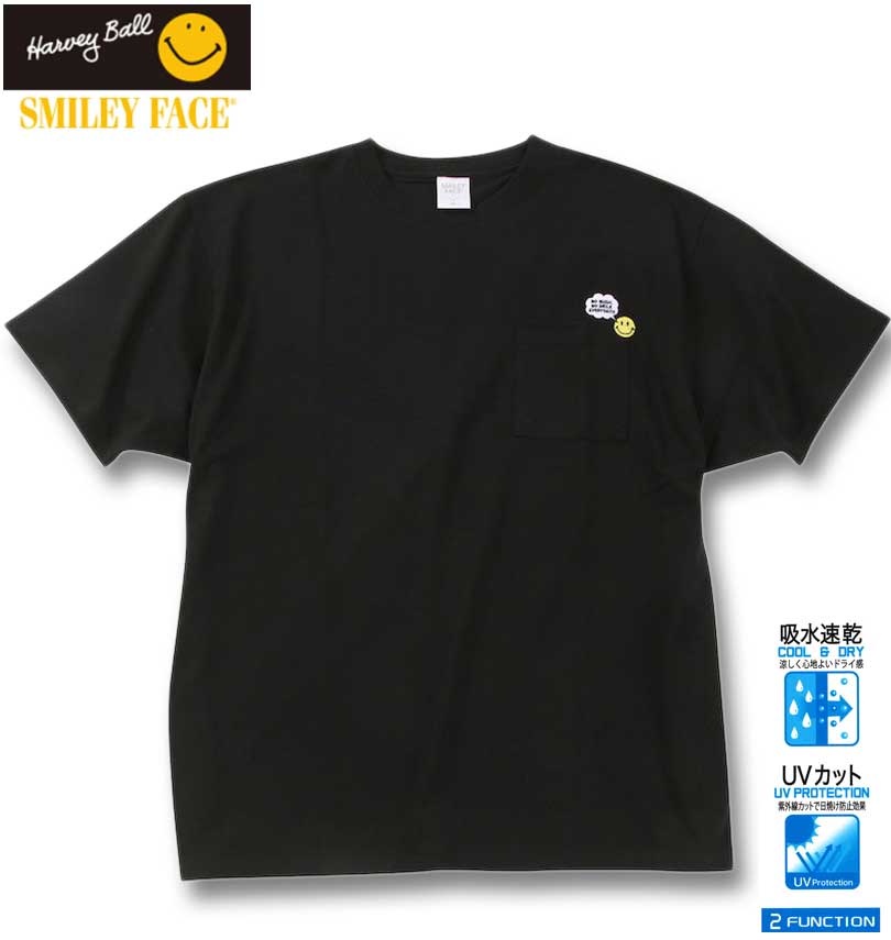 �礭�������� SMILEY FACE T/Cŷ�� �ݥ��å��� �ɽ� Ⱦµ T����� �֥�å� 3L 4L 5L 6L 8L