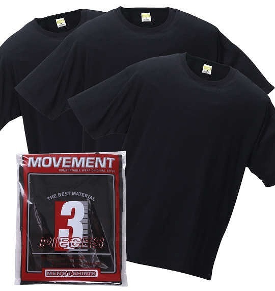 大きいサイズ MANCHES 半袖 クルーTシャツ 3枚パック ブラック 3L 4L