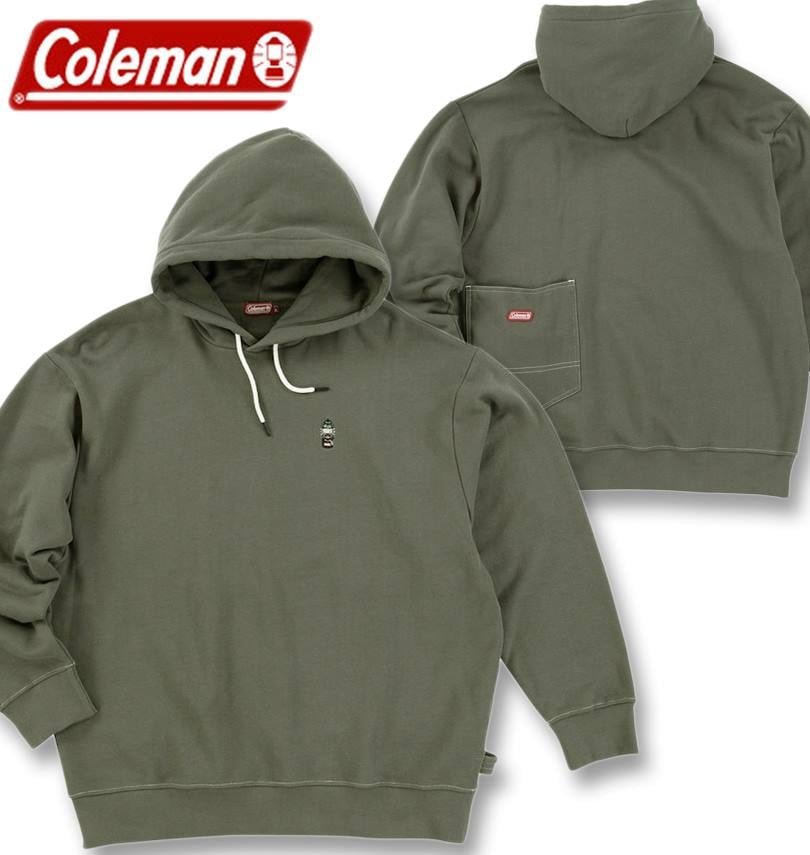 大きいサイズ Coleman 裏起毛 プルパーカー カーキ 3L 4L 5L 6L 8L