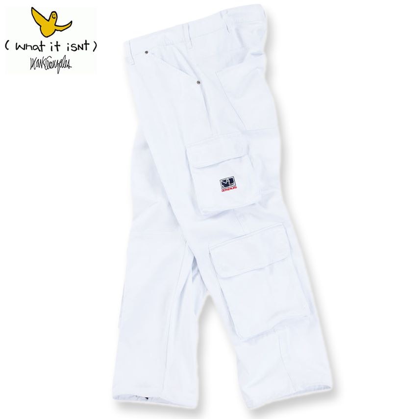 大きいサイズ (What it isNt) ツイル 8ポケット カーゴパンツ ホワイト