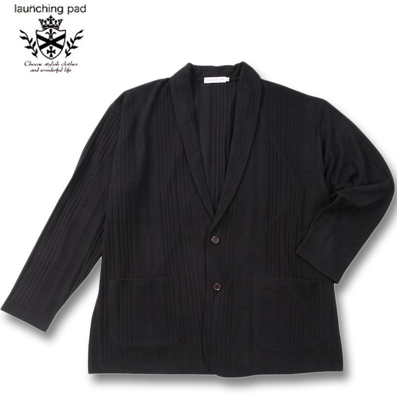 大きいサイズ launching pad 針抜きストライプ長袖ショールジャケット+半袖Tシャツ 3L 4L 5L 6L MC843452-83087 ラッピング可 送料無料 即日発送 大きいサイズ launching pad 針抜きストライプ 長袖ショールジャケット