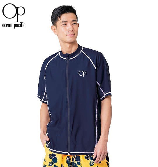 大きいサイズ OCEAN PACIFIC 半袖フルジップラッシュガード 3L 4L 5L 6L 8L ネイビー ラッピング可 送料無料 即日発送 大きいサイズ OCEAN PACIFIC 半袖 フルジップ ラッシュガード ネイビー