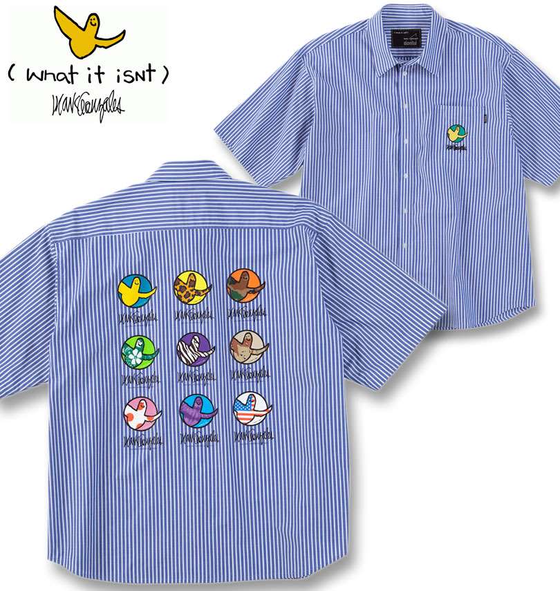 大きいサイズ What it isNt ストライプ半袖シャツ 3L 4L 5L 6L 8L ネイビー ラッピング可 送料無料 即日発送 大きいサイズ (What it isNt) ストライプ 半袖シャツ ネイビー 3L 4L