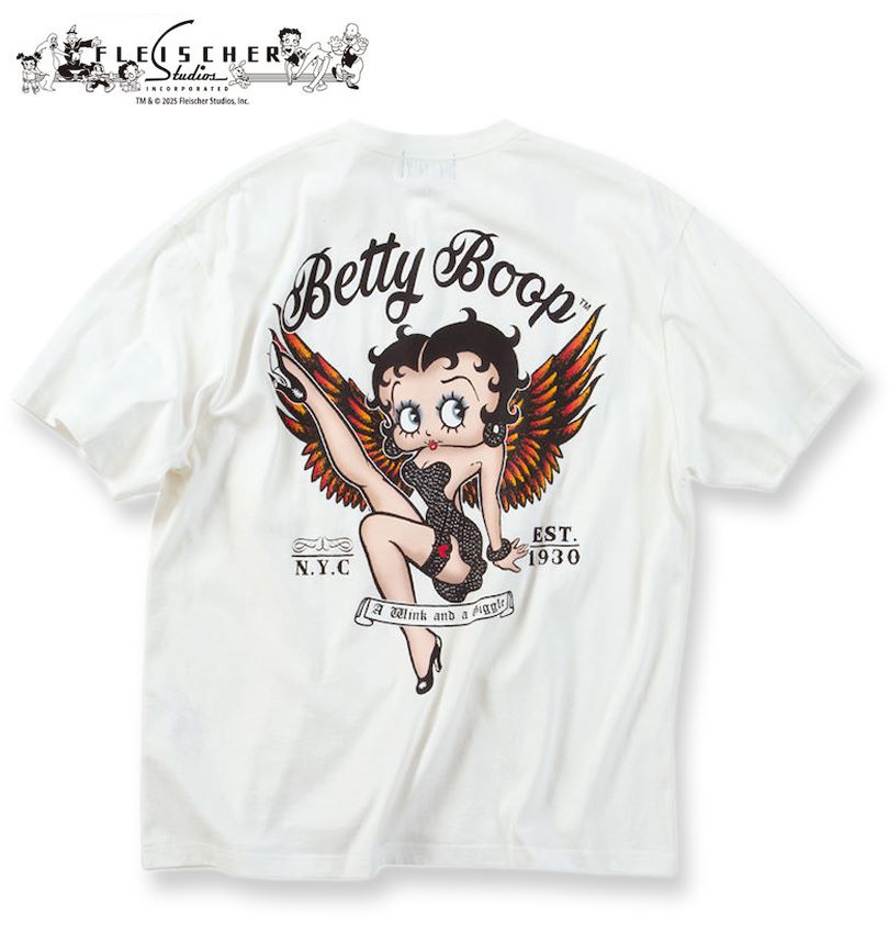 大きいサイズ BETTY BOOP 天竺 プリント 半袖 Tシャツ オフホワイト 3L 