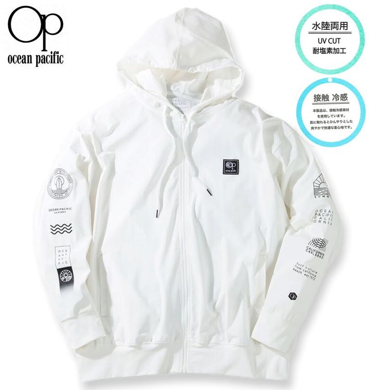 大きいサイズ OCEAN PACIFIC 接触冷感 ストレッチ UV 長袖 フルジップ