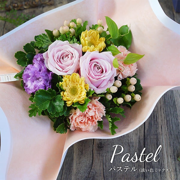 【giftee対象商品】ナチュラルバスケットアレンジメント｜パステル