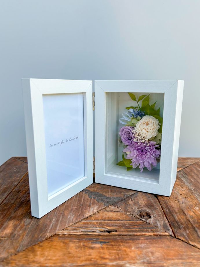 【エクスプレス便対象】Lien（リアン） -絆- ｜お供えフォトフレーム [パープル]｜プリザーブドフラワー