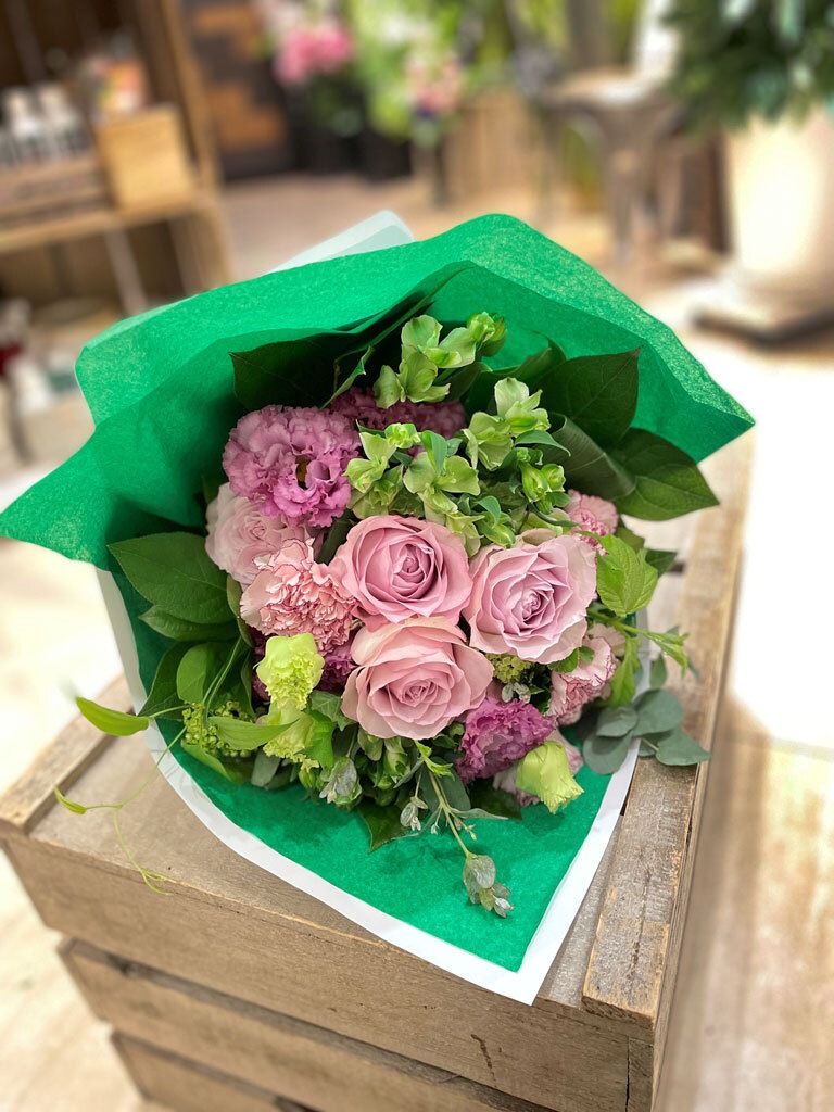 虎ノ門ヒルズ店オリジナル ナチュラルブーケロン ケリーグリーン 期間限定 予算 10 000円 レミルフォイユドゥリベルテ 花 ギフト 通販