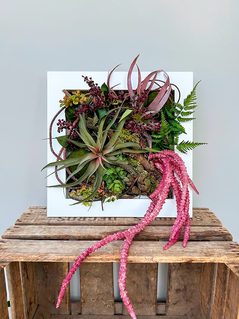 【一点もの】壁掛けフラワーフレーム｜グリーン