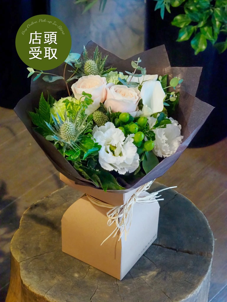 【そのまま飾れるブーケBOX | 店頭受取】Bouquet Debout - ブーケ ドゥブー | ブラン