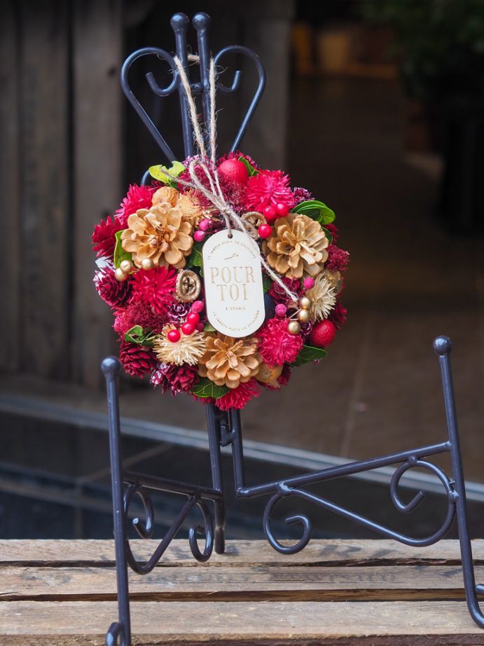 季節のナチュラルリース ｜SSサイズ　-ナチュラルレッド-