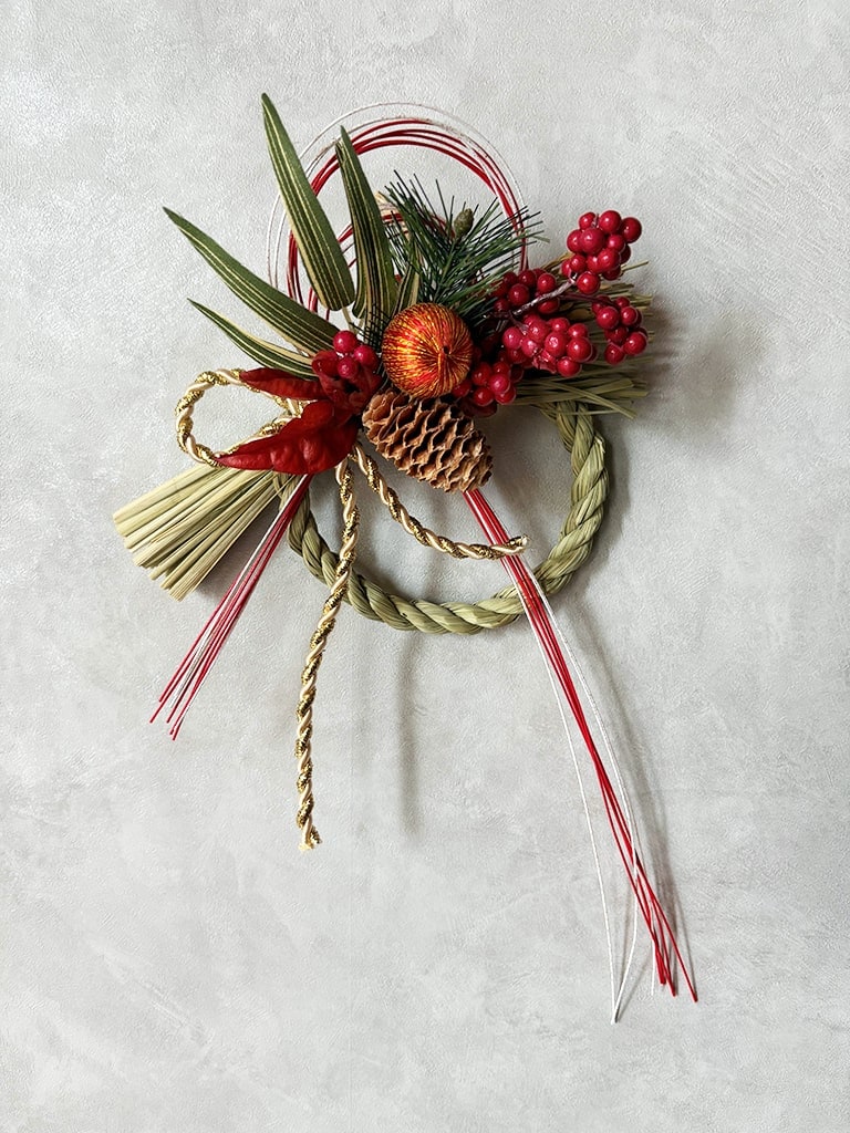 【大阪店オリジナル｜一点物】しめ縄飾り　Sサイズ [ レッド ] ｜送料込み* 