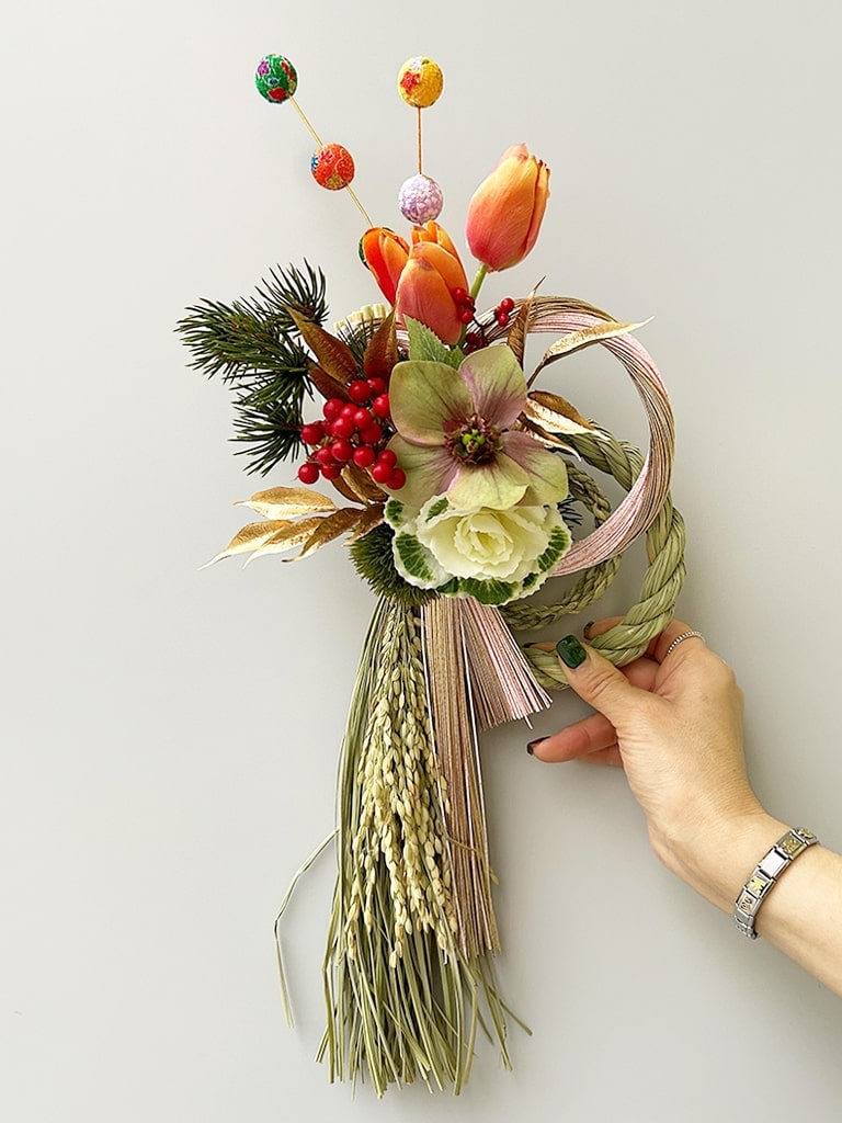 【大崎店オリジナル｜一点物】お正月 しめ飾り｜ 紅×黄