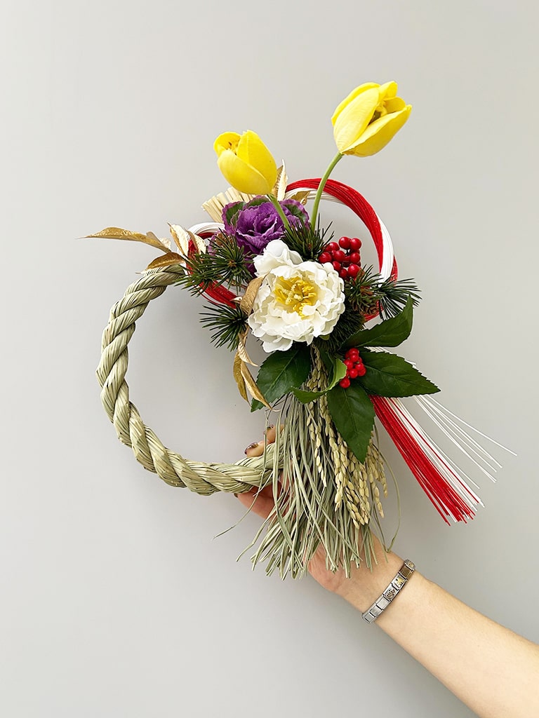 【大崎店オリジナル｜一点物】お正月 しめ飾り ｜黄×白