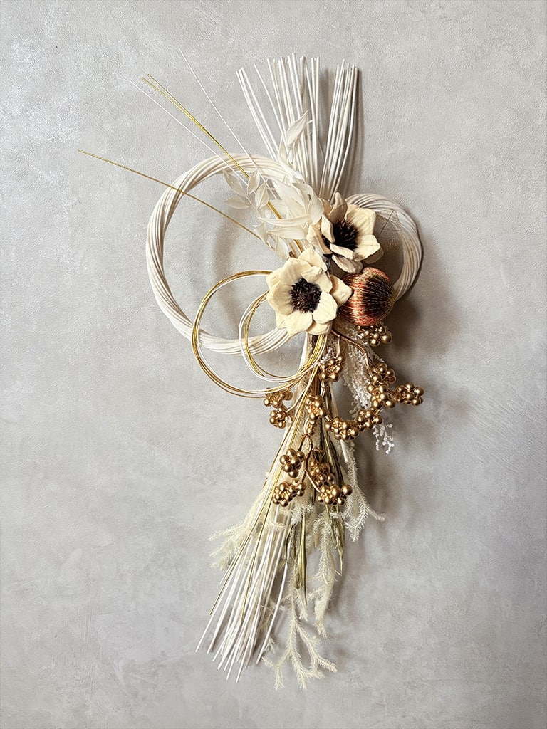 【大阪店オリジナル|一点物】しめ飾り ホワイトオレンジ|送料込み*