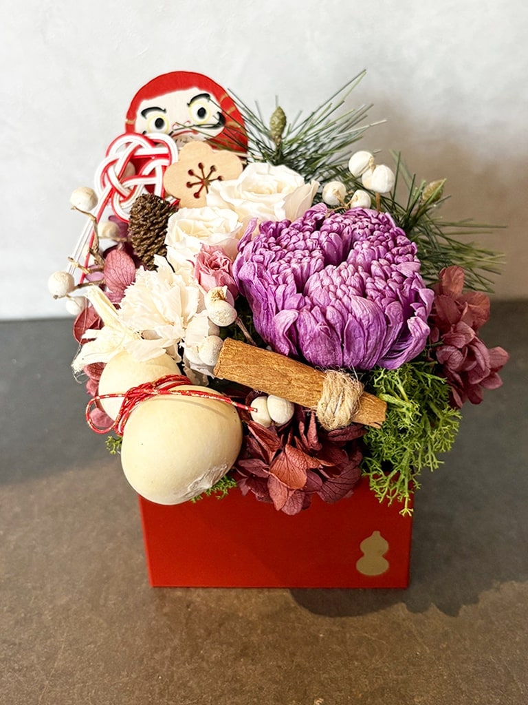 【大阪店オリジナル】お正月アレンジメント | 升 レッド｜送料込み*