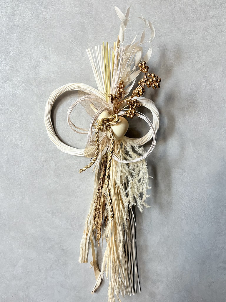 【大阪店オリジナル｜一点物】しめ飾り ホワイトゴールド  Lサイズ｜送料込み* 