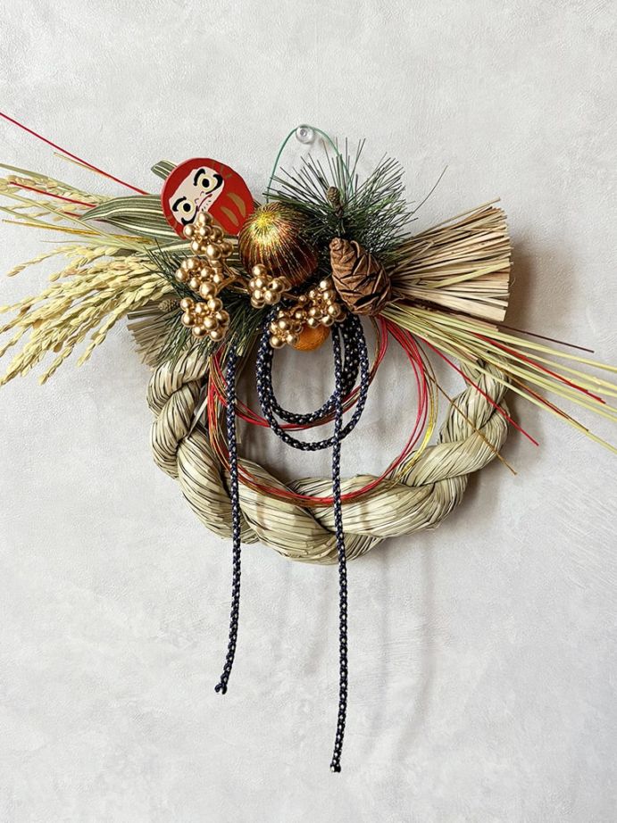 【大阪店オリジナル｜一点物】しめ飾り ネイビー Mサイズ ｜送料込み* 