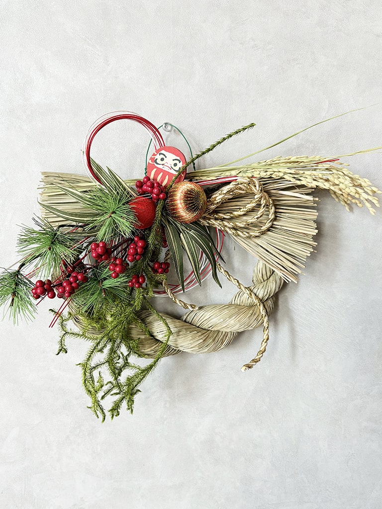 【大阪店オリジナル|一点物】しめ飾り レッド Lサイズ|送料込み*