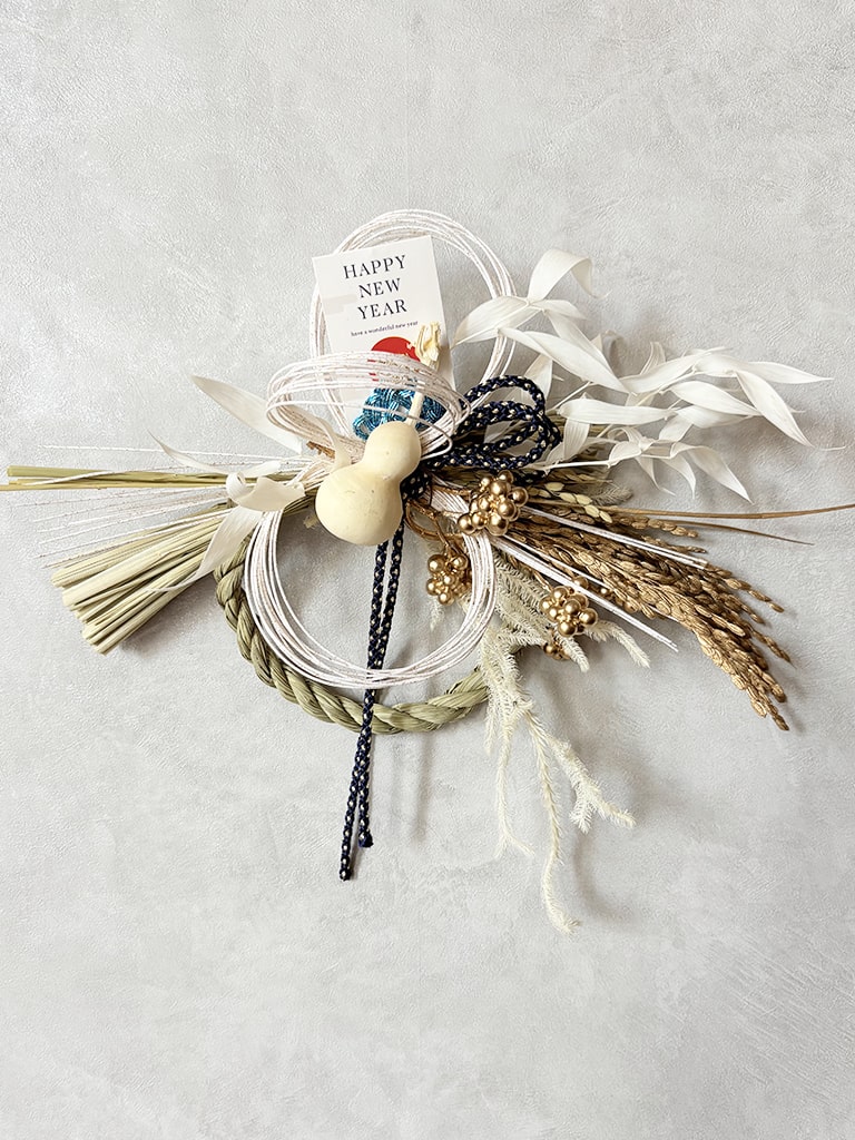 【大阪店オリジナル|一点物】しめ飾り ホワイト Sサイズ|送料込み*