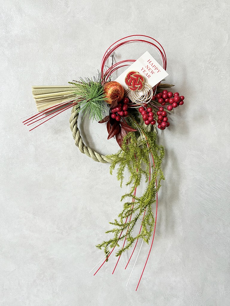 【大阪店オリジナル|一点物】しめ飾り グリーン Sサイズ|送料込み*