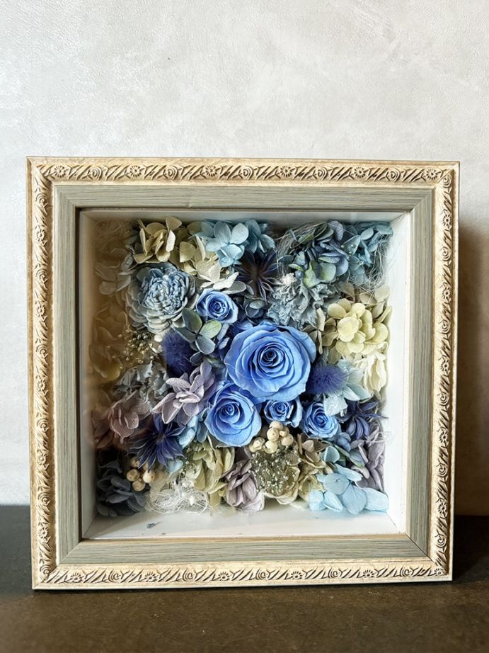 【大阪店オリジナル】プリザーブドフラワーフレーム　ブルー｜送料込み*