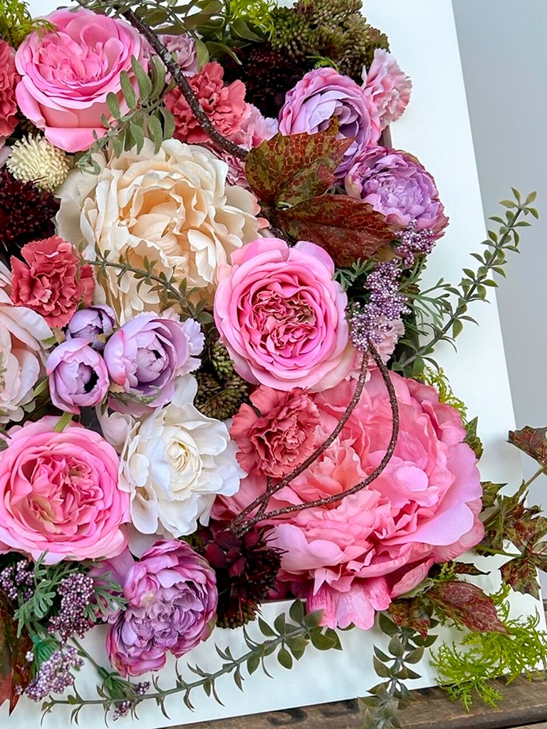 【一点もの】壁掛けフラワーフレーム|ニュアンスピンク